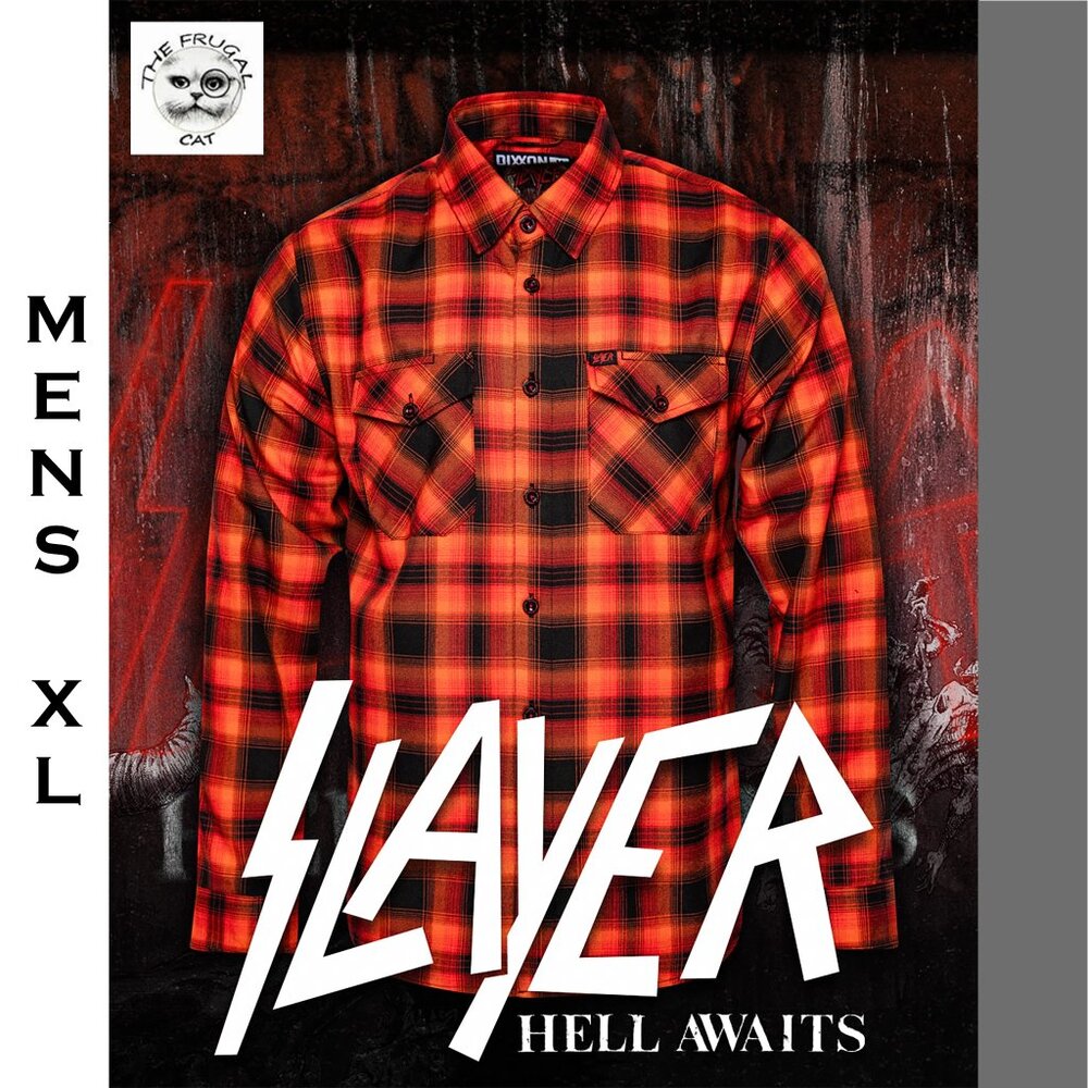 DIXXON x SLAYER HELL AWAITS Flannel Shirt - Collab - Men's XL